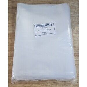100 Uline S-1511 4 Mil 6"x8" Clear Poly Bags Sleeves NEW